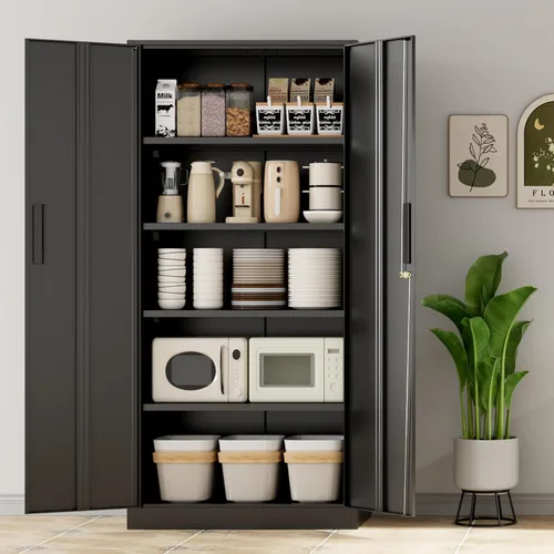 Miniatura 10 de INTERGREAT Armario de almacenamiento de metal con cerradura, gabinete de almacenamiento de metal con cerradura de 72 pulgadas de alto con puertas