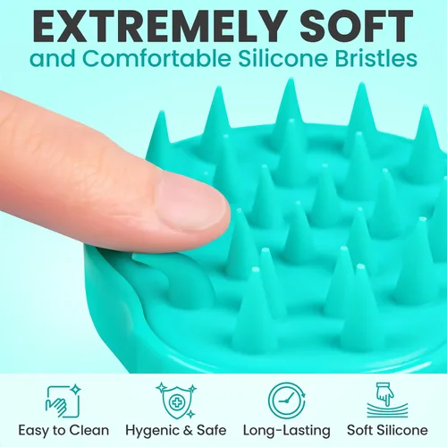 Miniatura 4 de RELAXXO Masajeador de cuero cabelludo para el crecimiento del cabello – Exfoliante y fregador de cabello para cuero cabelludo, cerdas suaves