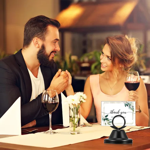 Miniatura 4 de 20 soportes para números de mesa, soportes de metal circulares con nombre base, clips de menú para boda, fiesta, recepción, soportes de fotos