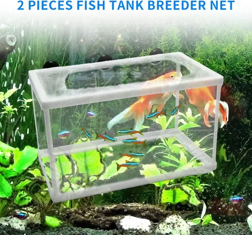 Miniatura 7 de Anxingo Paquete de 2 redes para criadores de peceras, caja de incubación de aislamiento de peces, caja de incubación de marco de plástico, caja