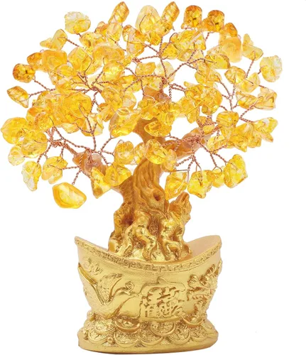 Miniatura 10 de Árbol de dinero de Feng Shui para oficina, mesa de hogar, decoración de Feng Shui, árbol de dinero de cristal para riqueza y buena suerte