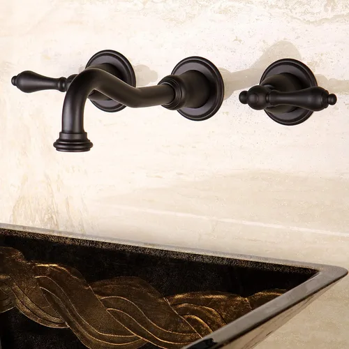 Miniatura 3 de Kingston Brass KS3125AL - Grifo de baño vintage con 2 manijas para montaje en pared, bronce aceitado Oil Rubbed Bronze