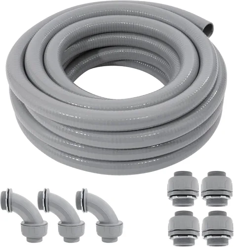 Miniatura 8 de DWALE Kit de conducto y conector estanco a los líquidos, conducto eléctrico flexible no metálico hermético, kit de conducto eléctrico de 1/2 pulgada