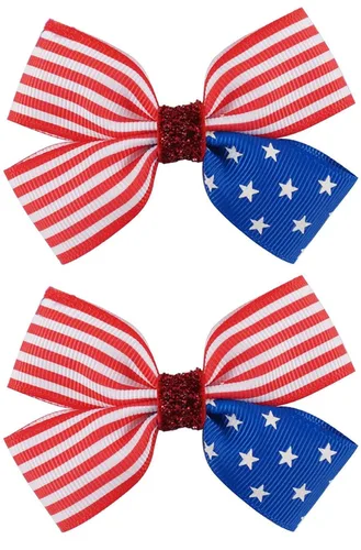 Miniatura 6 de TSFJ47 - Pinzas para el cabello con bandera estadounidense, lazos patrióticos de grogrén, color rojo, blanco y azul, accesorios para el 4 de julio