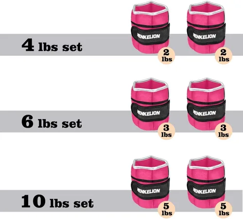 Miniatura 2 de Henkelion - Juego de 1 par de pesas ajustables, tobillo y muñeca, 2, 3, 5 y 10 libras, para gimnasio, entrenamiento, correr, levantamiento de pesas