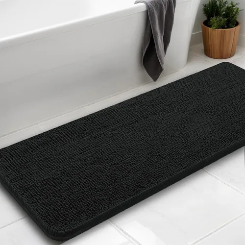 Miniatura 16 de Alfombras de baño en forma de U, alfombras de baño de felpilla súper absorbentes y respaldo antideslizante de PVC fuerte para inodoros, lavables a