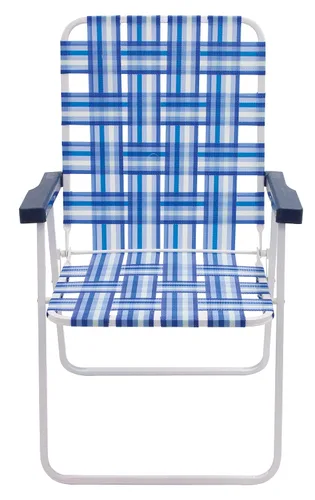 Miniatura 4 de Rio Brands Silla de césped plegable de 16 pulgadas de altura extendida y respaldo del asiento, azul/blanco