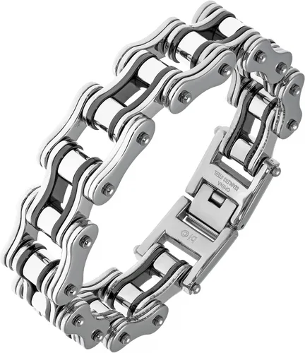 Miniatura 2 de Metro Jewelry Pulsera gruesa de acero inoxidable para motocicleta para hombre, chapado en iones negro, 8.5 pulgadas de largo, 0.512 in de ancho