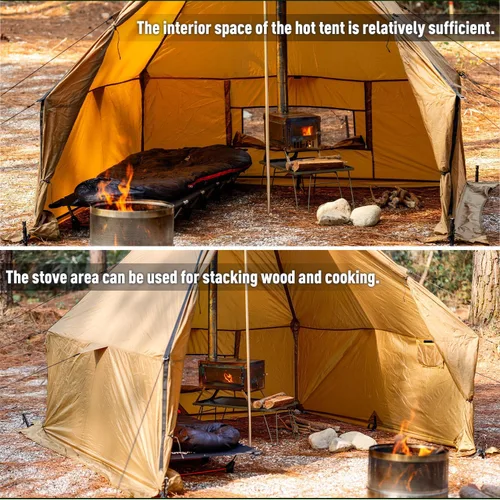 Miniatura 6 de FIREHIKING Camping Hot Tent with Stove Jack Yurt Tent Outdoor Wall Tent Teepee Tent with Snow Skirt