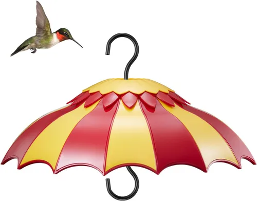 Beserie - Bafle de comedero de pájaros de 14 pulgadas con foso de hormigas, cubierta protectora de lluvia para comedero de pájaros grande con Rojo