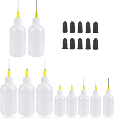 Miniatura 9 de Juego de jeringas aplicadoras dispensadoras, 5 jeringas dispensadoras de 10 ml con agujas dispensadoras y tapas para manualidades de quilling