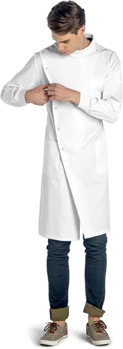 Miniatura 5 de Professional Lab Coat Howie Style Classic Fit Mandarin Collar Cuffed Sleeves Unisex White 43 Inch Length