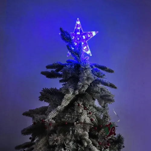 Miniatura 6 de DERAYEE Adorno para Árbol de Navidad, Adorno de 22.86 cm con Estrella Iluminada, Funciona con Pilas, Adorno para la Parte Superior del Árbol