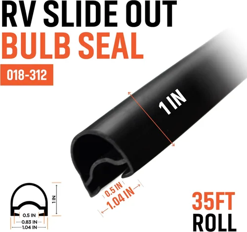 Miniatura 4 de Combo de gomas negras deslizables para caravanas 018-312-EKD y 018-341 EK Limpiaparabrisas D-Seal de 1 x 15/16 x 35 pies y base de sello de 1/2