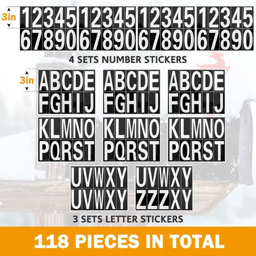 Miniatura 2 de Seloom 118 piezas de calcomanías reflectantes de números y letras para buzón, calcomanías de vinilo autoadhesivas de números y letras, calcomanías