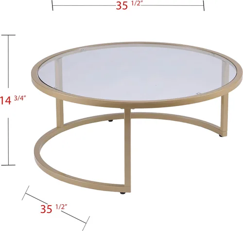 Miniatura 3 de SEI Furniture Evelyn Glam - Mesa auxiliar anidable (2 unidades), color dorado