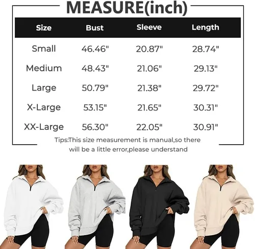 Miniatura 6 de Trendy Queen Womens Oversized Sweatshirts Hoodies Half Zip Pullover Fall Fashion Outfits 2024 Y2k Clothes