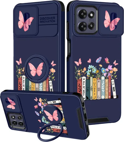 Miniatura 97 de Funermei Funda para Moto G Play 4G 2024 – Funda para teléfono para mujeres y niñas, diseño único de gato y libros, diseño único con funda