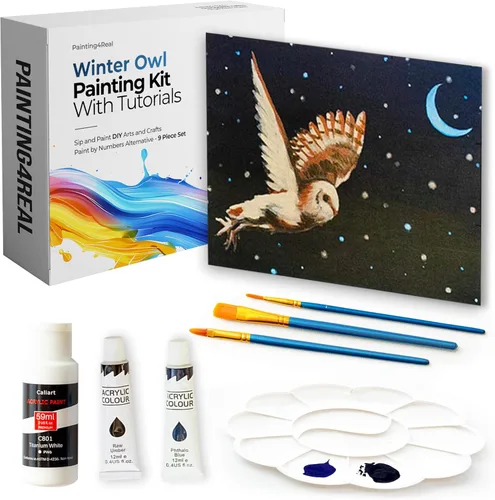 Miniatura 10 de Kit de Pintura DIY Painting4Real para Adultos – Aprende a Pintar Bosques Navideños con Tutoriales en Vídeo – Juego de Pintura Acrílica de 9 Piezas
