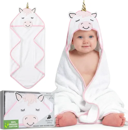 Miniatura 13 de Mother's Choice - Toallas de bebé 100% algodón orgánico con diseño de oso azul, certificado Oeko-TEX, hipoalergénicas, ultra absorbentes, toalla