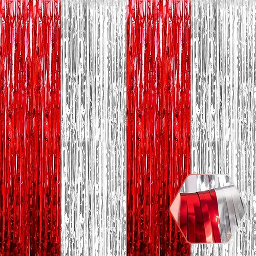 Miniatura 8 de Paquete de 3 cortinas de flecos de papel de aluminio negro y dorado, 3.28 pies x 6.6 pies, cortinas metálicas de oropel para cabina de fotos
