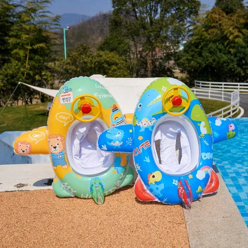 Miniatura 3 de Lindo flotador inflable de piscina para niños, flotador de verano de PVC, cama de aire, lago, barco, flotadores de natación con 2 asas, balsa