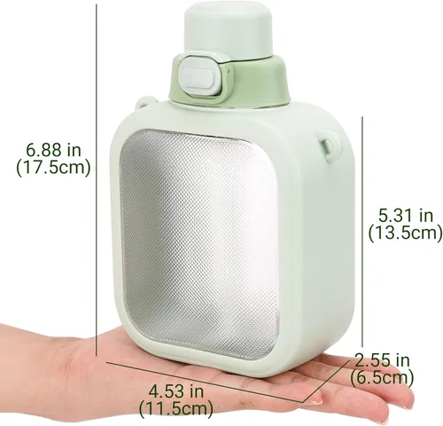 Miniatura 2 de Adorila Botella de agua cuadrada Kawaii con correa cruzada, botella transparente a prueba de fugas de 23 onzas con popote para viajes de oficina