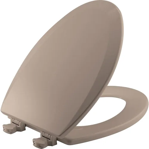 Miniatura 12 de Bemis 1500EC 146 - Asiento de inodoro con bisagras Fácil Limpia & Cambia, madera esmaltada duradera y anodizada, diseño alargado, color almendra
