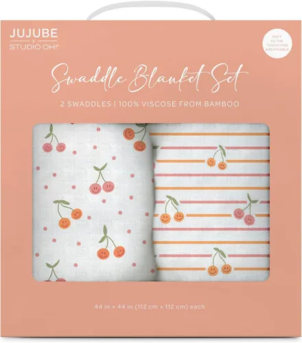 JuJuBe x Studio Oh! - Juego de manta para envolver al bebé recién nacido, suave, cómoda, neutra para baby shower y registro de bebé, esenciales para