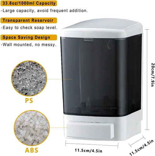 Miniatura 2 de Dispensador manual de jabón 33.8oz / 1000ml para cocina, baño, montado en pared, dispensador de jabón comercial para contenedores líquidos, champú