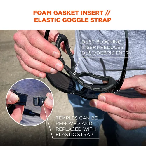 Miniatura 5 de Ergodyne Skullerz Loki Spoggles Gafas de Seguridad Convertibles Antiarañazos - Incluye Junta y Correa para Convertir a Gafas Protectoras, Antivaho