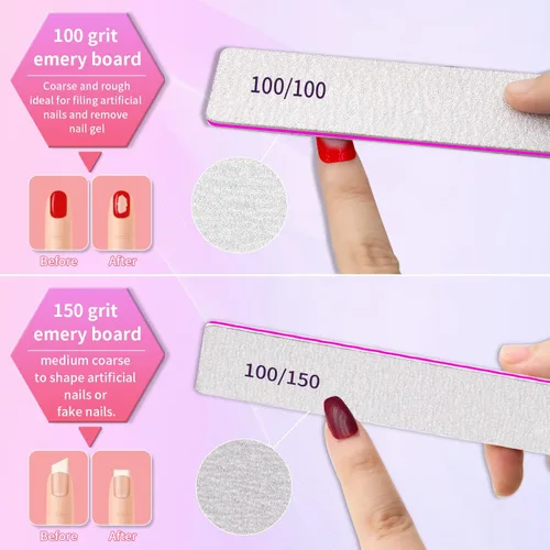 Miniatura 3 de Herramientas profesionales de manicura de lima de uñas para aseo y peinado, extensión de uñas de polietileno en salón, doble cara, grano 80/80, 12