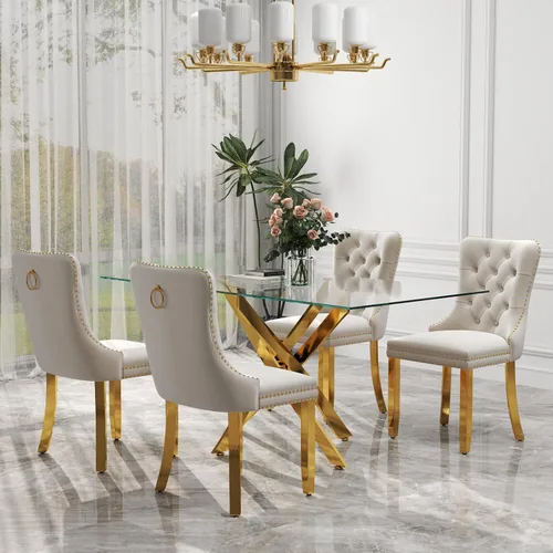Miniatura 66 de Juego de comedor de 3 piezas con superficie de vidrio transparente, juego de comedor cuadrado minimalista moderno de 36'', juego de mesa de cocina