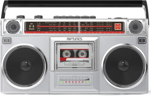 Miniatura 10 de Riptunes Boombox Radio Reproductor Grabador de Casetes, Radio AM/FM -SW1/SW2, Transmisión Inalámbrica, Ranuras USB/Micro SD, Entrada Aux, Conector