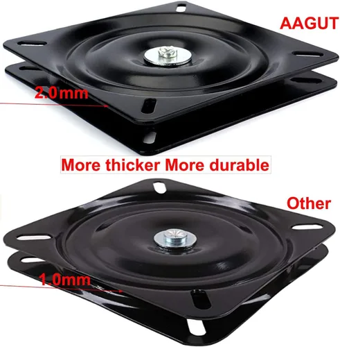 Miniatura 3 de AAGUT Taburete de bar de 6.25 pulgadas de repuesto de placa giratoria, mecanismo giratorio cuadrado resistente para silla reclinable o muebles, base