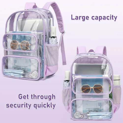 Miniatura 185 de CAMTOP Mochila transparente resistente y transparente para estudiantes, escuela, trabajo, festival, viajes, deportes, Beige, Mediana, Camtop Mochila