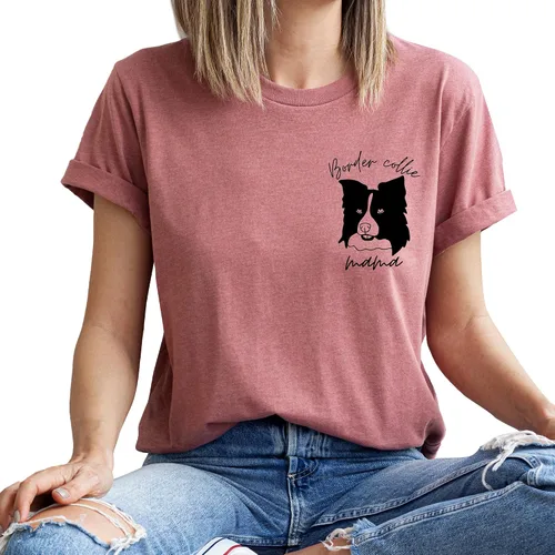 Miniatura 5 de Border Collie Mama T-Shirt Women Border Collie Dog Mom Owner Gift T-Shirt New Puppy Adoption Graphic Tees Top White