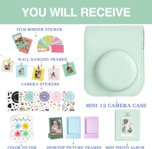Miniatura 7 de Kit de Accesorios para Cámara Instantánea Fujifilm Instax Mini 12 Funda + Álbum para Película Mini de 3 Pulgadas + Filtros de Color + Álbum de Fotos