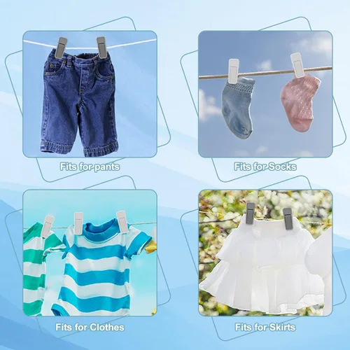 Miniatura 5 de Blcculi 50 clips de plástico para colgar bebés, agarre fuerte para perchas delgadas y de terciopelo (blanco)