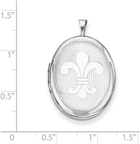 Miniatura 2 de Plata de ley 26mm Fleur De Lis Óvalo Collar con camafeo