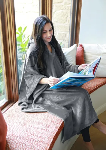 Miniatura 4 de Catalonia Poncho con capucha tipo manta para vestir para mujeres y hombres adultos, capa tipo manta de forro polar con capucha Cálido, suave