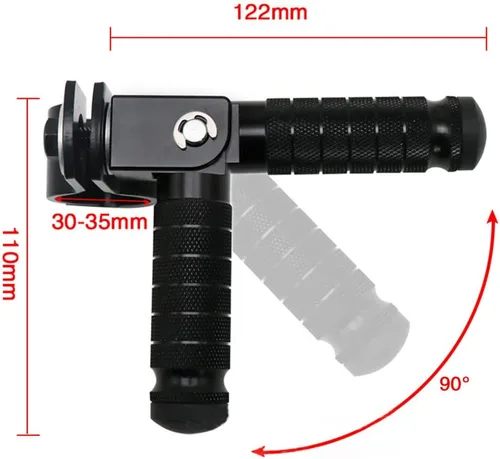 Miniatura 6 de Estriberas de pie de carretera para motocicleta, pedal plegable negro, universal para motocicleta con núcleo de tubo de 1.181 in-1.260 in, izquierda