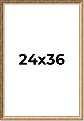 Miniatura 305 de Poster Palooza Marco de fotos de madera maciza ornamentada dorada de 3 x 3 pulgadas, ancho de moldeo de 1.25 pulgadas, con plexiglás acrílico UV