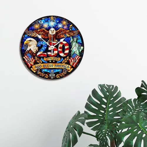 Miniatura 3 de ArogGeld 1776-2026 of Freedom Wall Clocks Battery Operated 10 Inch Silent 250 Anniversary USA American Patriotic Desk Clock Wall Art Farmhouse Home