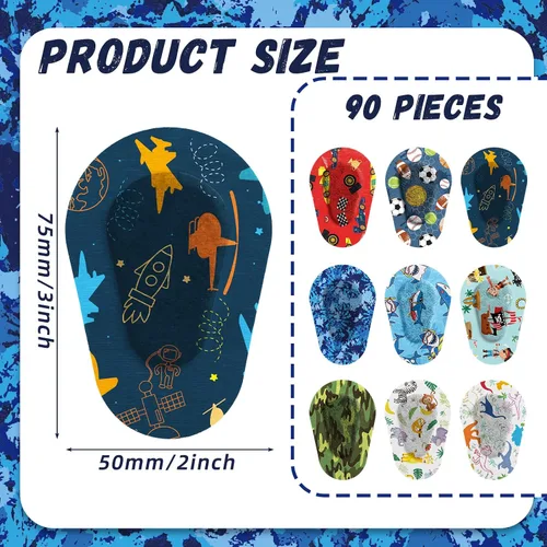 Miniatura 2 de Toulite 90 parches adhesivos para los ojos para niños y niños, parche transpirable para ojos de niño, lindos vendajes adhesivos para ambliopía