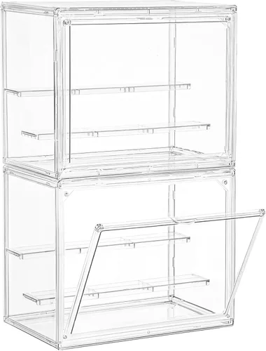 Miniatura 13 de Vitrina para coleccionables, vitrina de acrílico ajustable de 4 capas con puerta magnética, caja de exhibición apilable transparente para figuras, 1