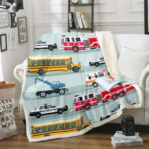 Miniatura 20 de Erosebridal Manta de forro polar con diseño de camiones y excavadoras, de 40 x 50 pulgadas, color amarillo, para niños, niños, adolescentes