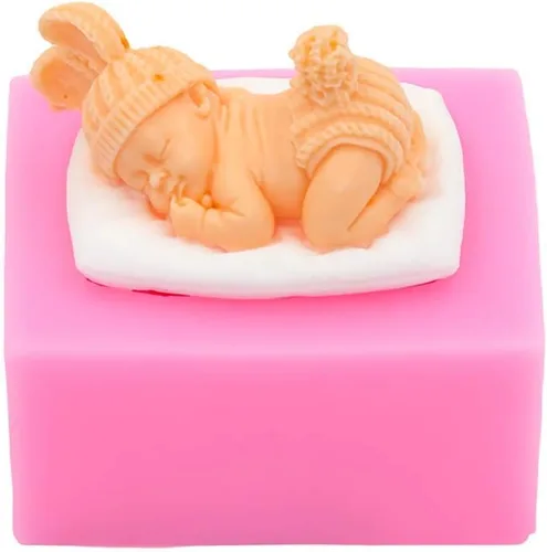 3D dormir bebé hecho a mano de silicona DIY jabón vela molde chocolate caramelo Fondant molde baby shower fiesta pastel decoración herramientas