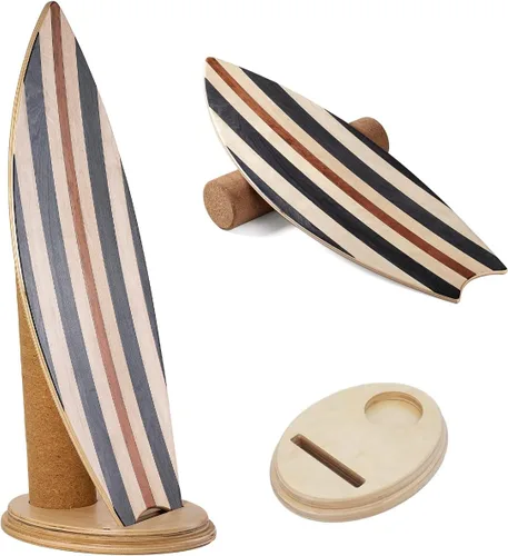 Miniatura 10 de Tabla de equilibrio para interiores, estilo surf, fitness en casa con rueda para ejercicio, entrenamiento atlético y deportes de tabla, divertido