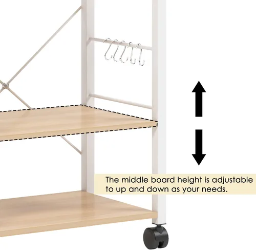 Miniatura 5 de sogesfurniture Estante de cocina de 3 niveles para panadero, soporte para horno de microondas, carrito de almacenamiento, estación de trabajo, Negro